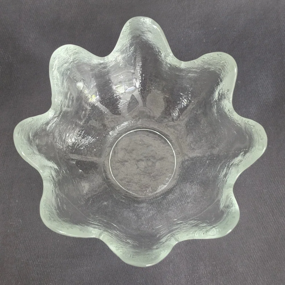 Blenko‎ 6143L Lotus Serving Bowl Set w 8 Matching 6143S Bowls in Crystal